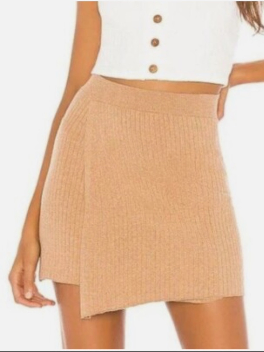Free People Women’s Tan Faux Wrap Mini Skirt. Small. NWT